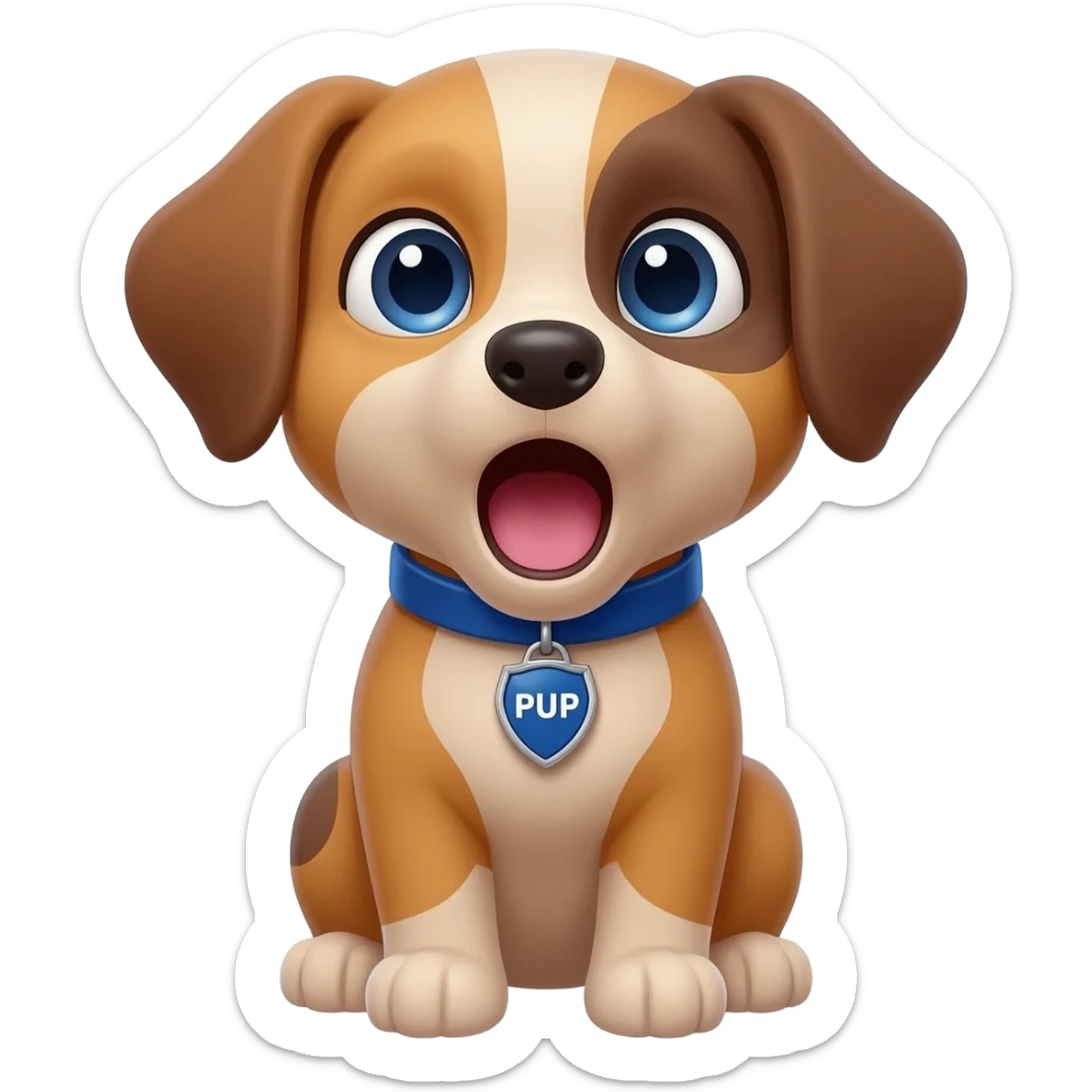 Small police puppy which is screaming the word "PUP" sticker