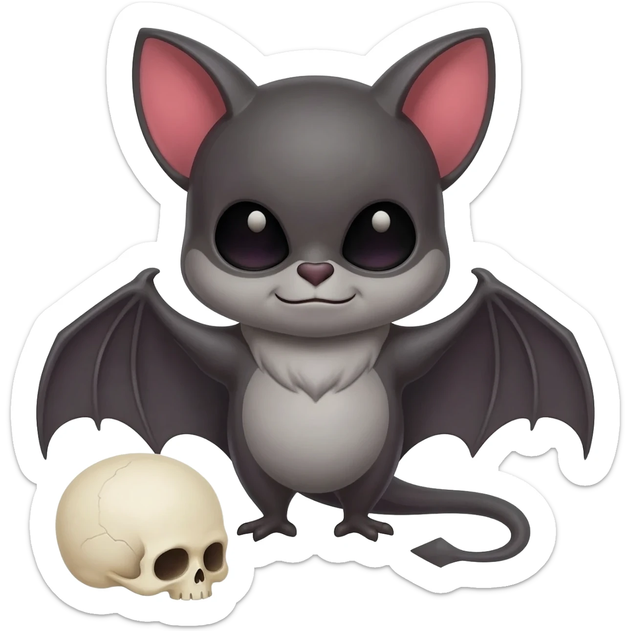 Bat and human skull together in one frame in animation witn full ultra hd. Both the object should be clear sticker