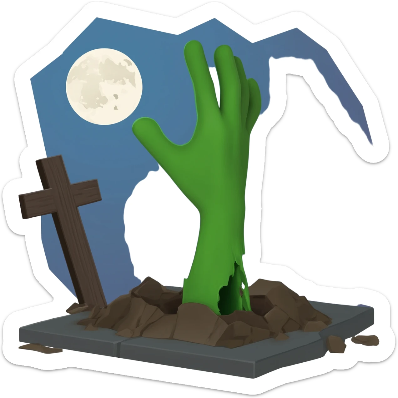 green arm reaching of grave sticker