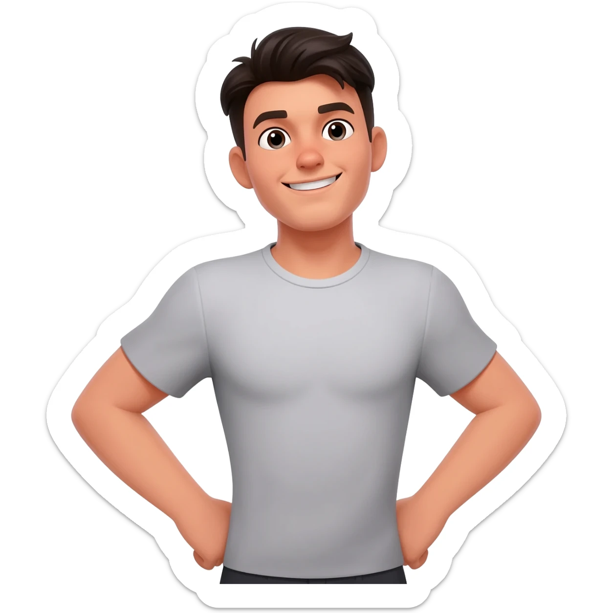 prideful expression with a distinct, universally recognized, nonverbal display characterized by a small smile, slight backward head tilt, expanded chest, and arms on hips or raised. sticker