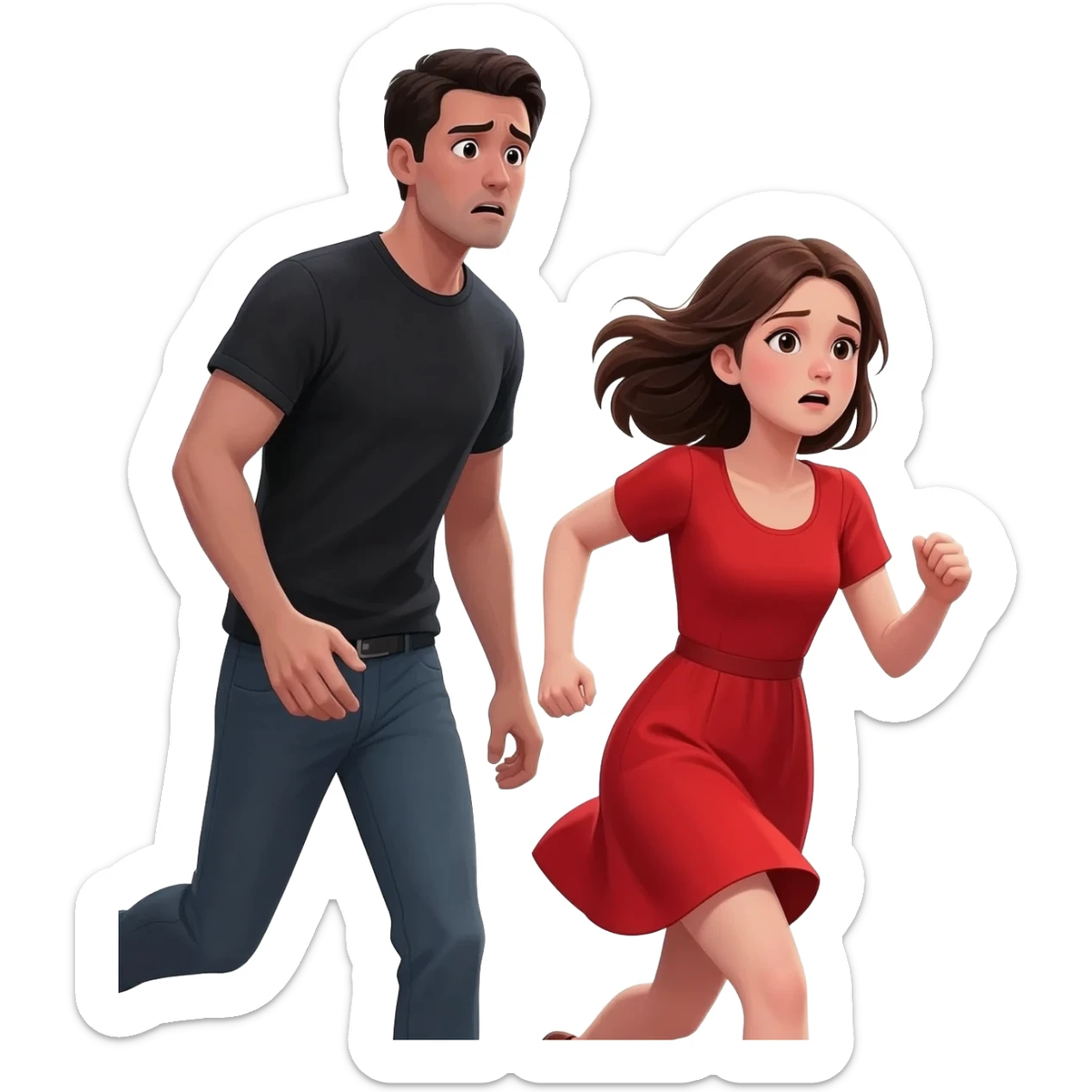 girl running from man sticker