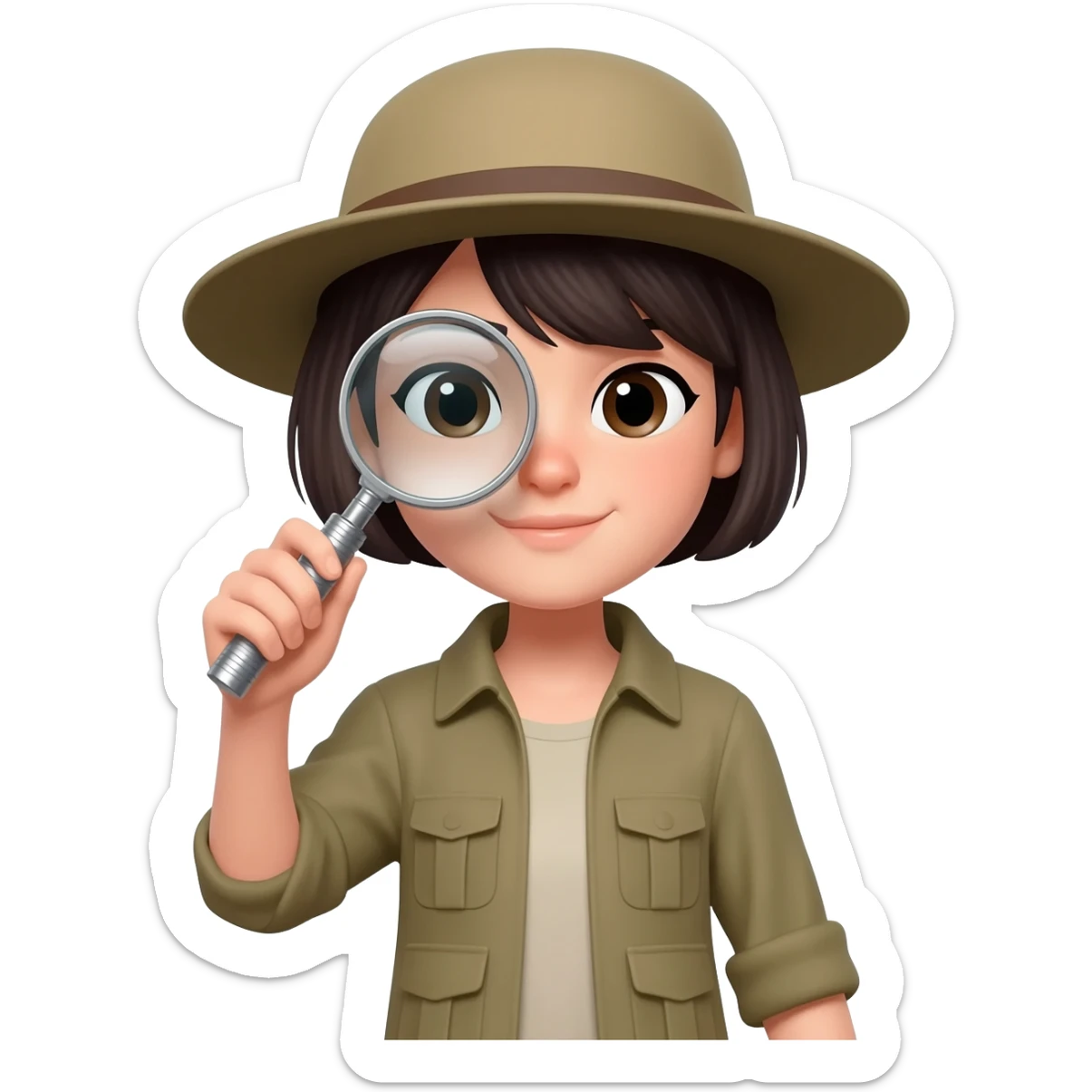 archaeologist girl is holding a magnifying glass sticker