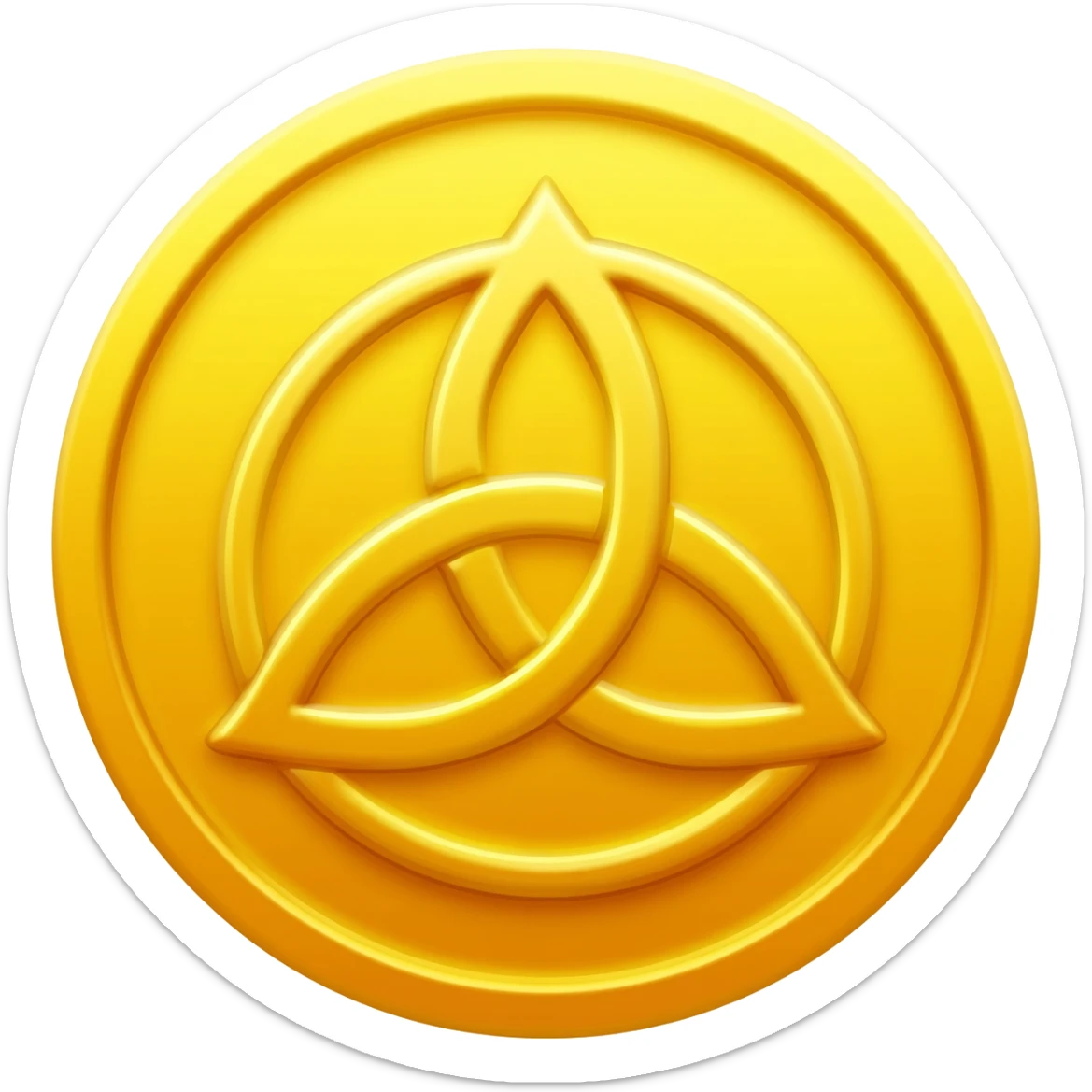 Gold coin with a triquetra and an overlapping triangle on it sticker