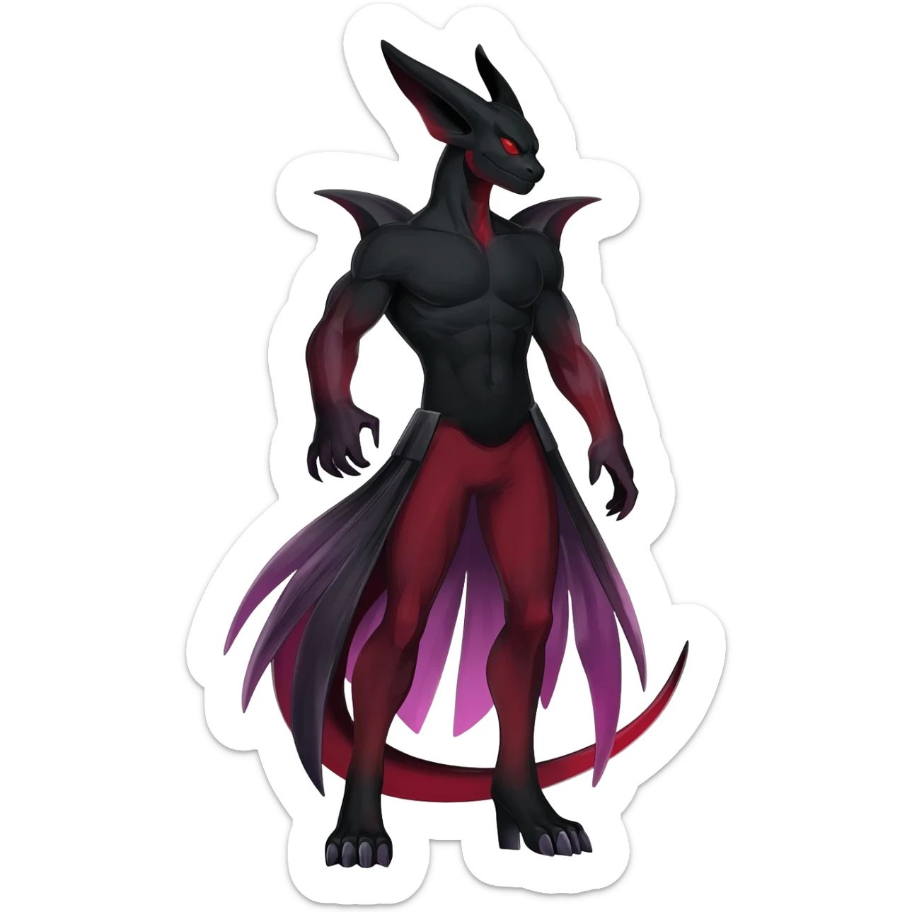 Obsidian-Black and red/purple-gradients lanky elegant evil badass handsome cool beautiful Shiny-Charizard-Salazzle-Seviper-Salandit-fusion sticker