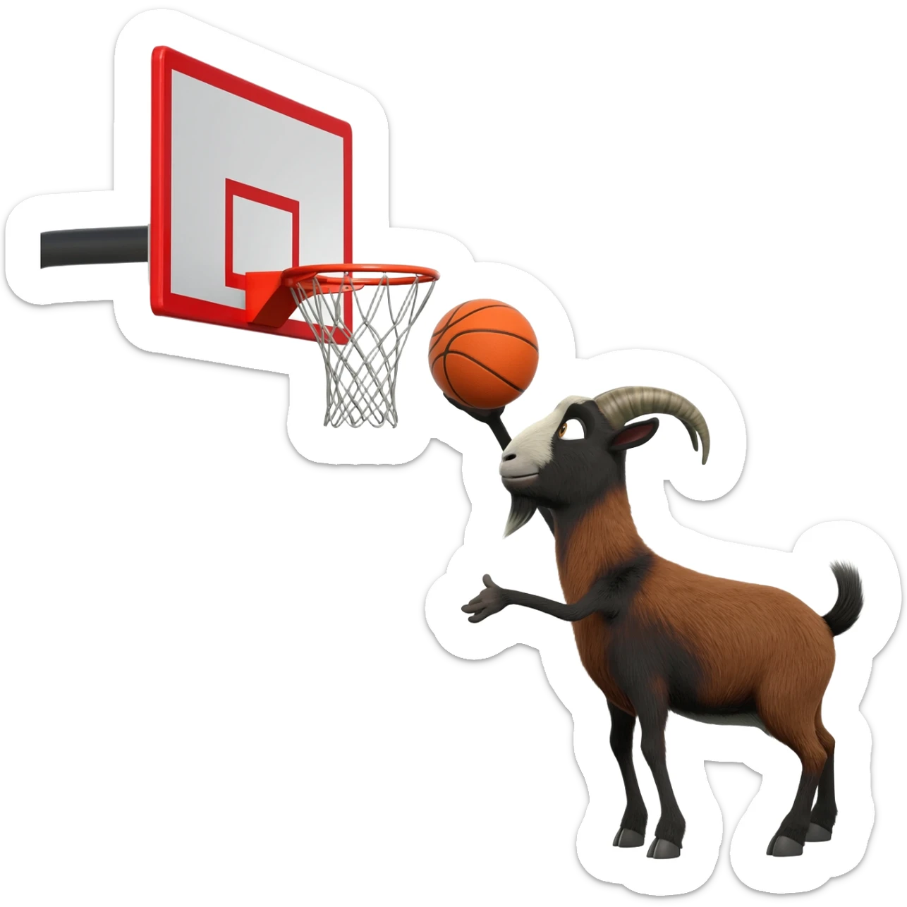 Will Harris the goat from the movie the goatshooting a hoop sticker