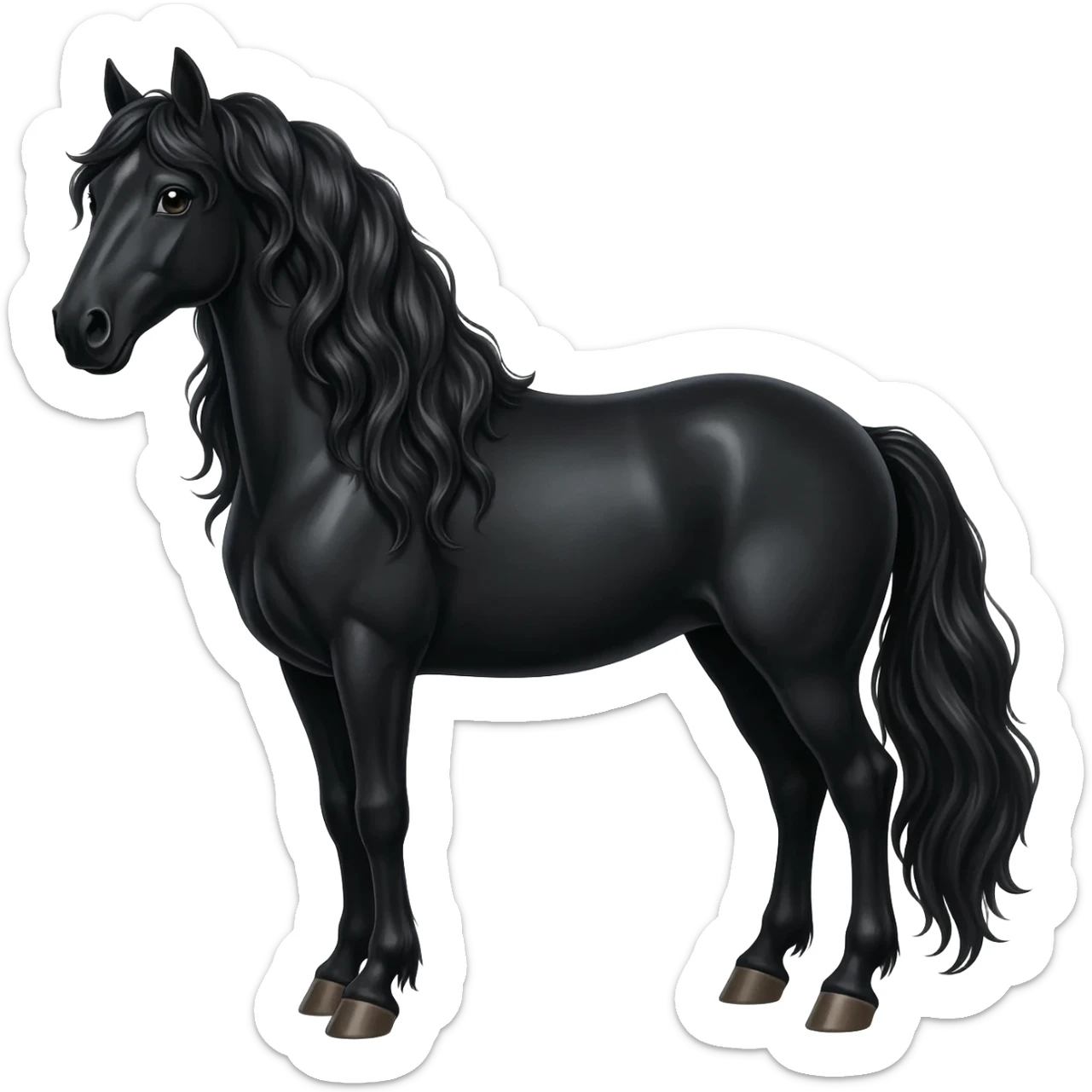 I want to create emoji of black horse which looks royal and shining sticker