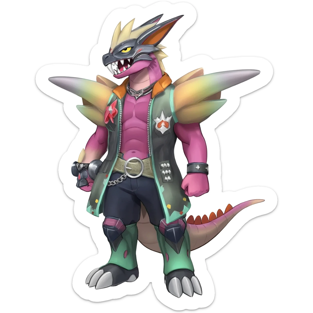  anthropomorphic tough cool Noibat-Noivern-Trico-Scyther-Nargacuga-Litten-Hybrid sticker