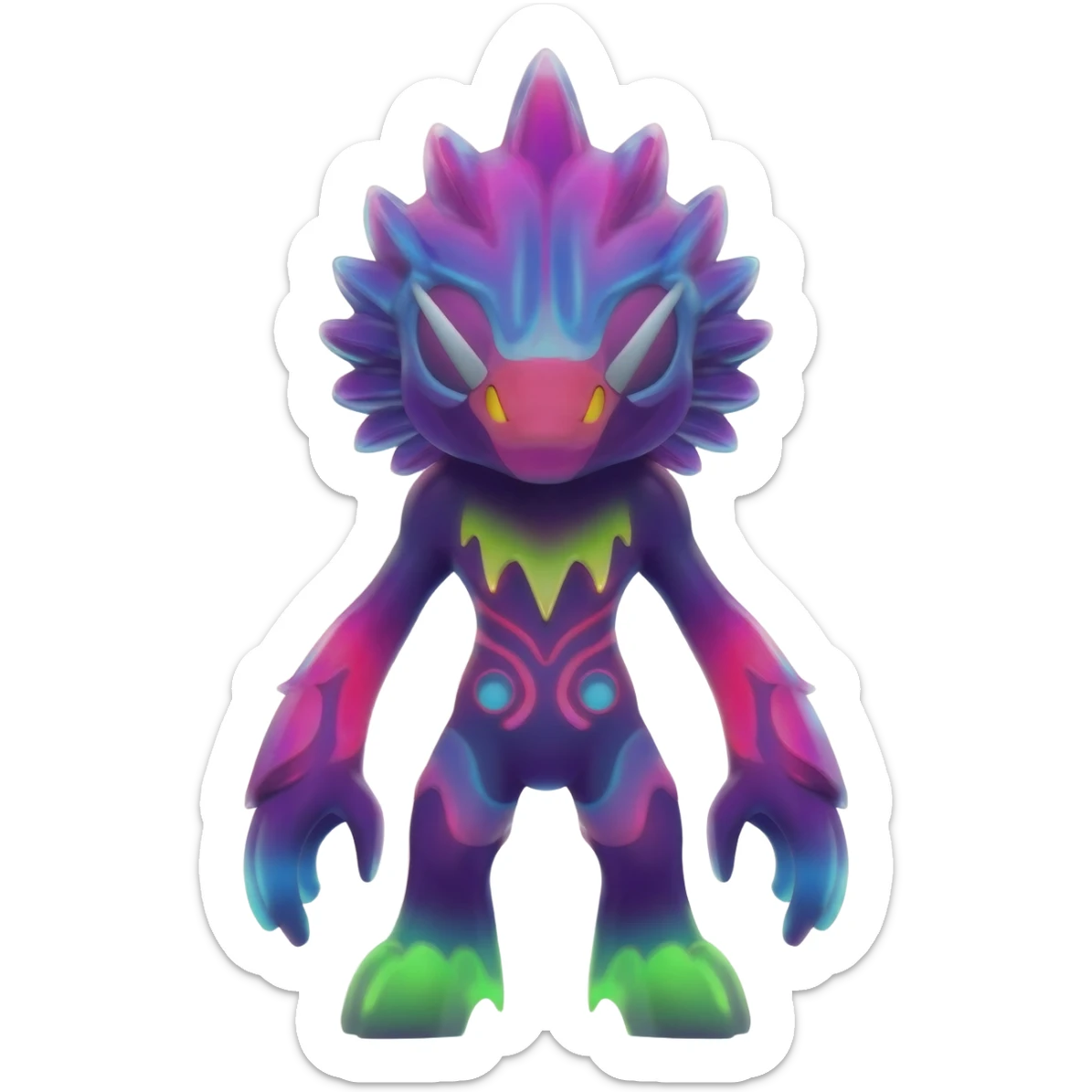 An exotic neon colorful unique bizarre eccentric Fakémon-creature sticker