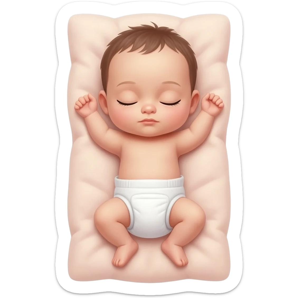 sleeping baby on its back in diaper sticker