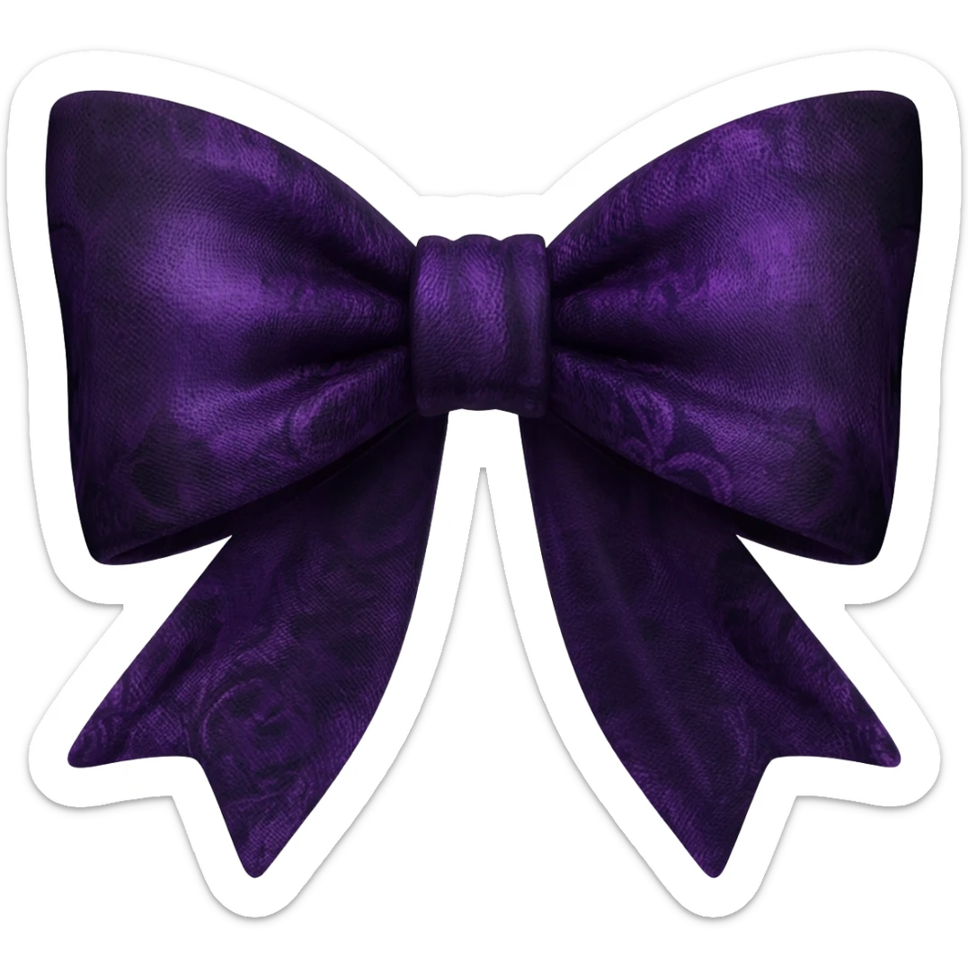 Whimsical Gothic isolated 3d rendering fabric bow, transparent background. Must be extremely detailed, a whimigoth color scheme and print, appear as though its real fabric, 8k hd, 600 dpi (seed:::754699128) sticker