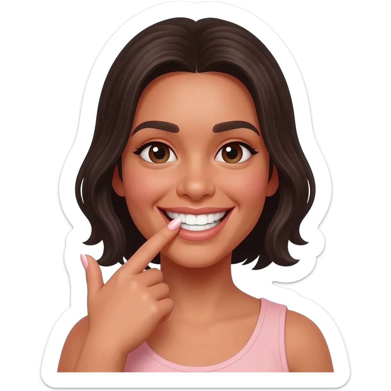 puedes hacer una cara de una persona sonriendo con la mano con uñas en la boca? 😁+💅 sticker