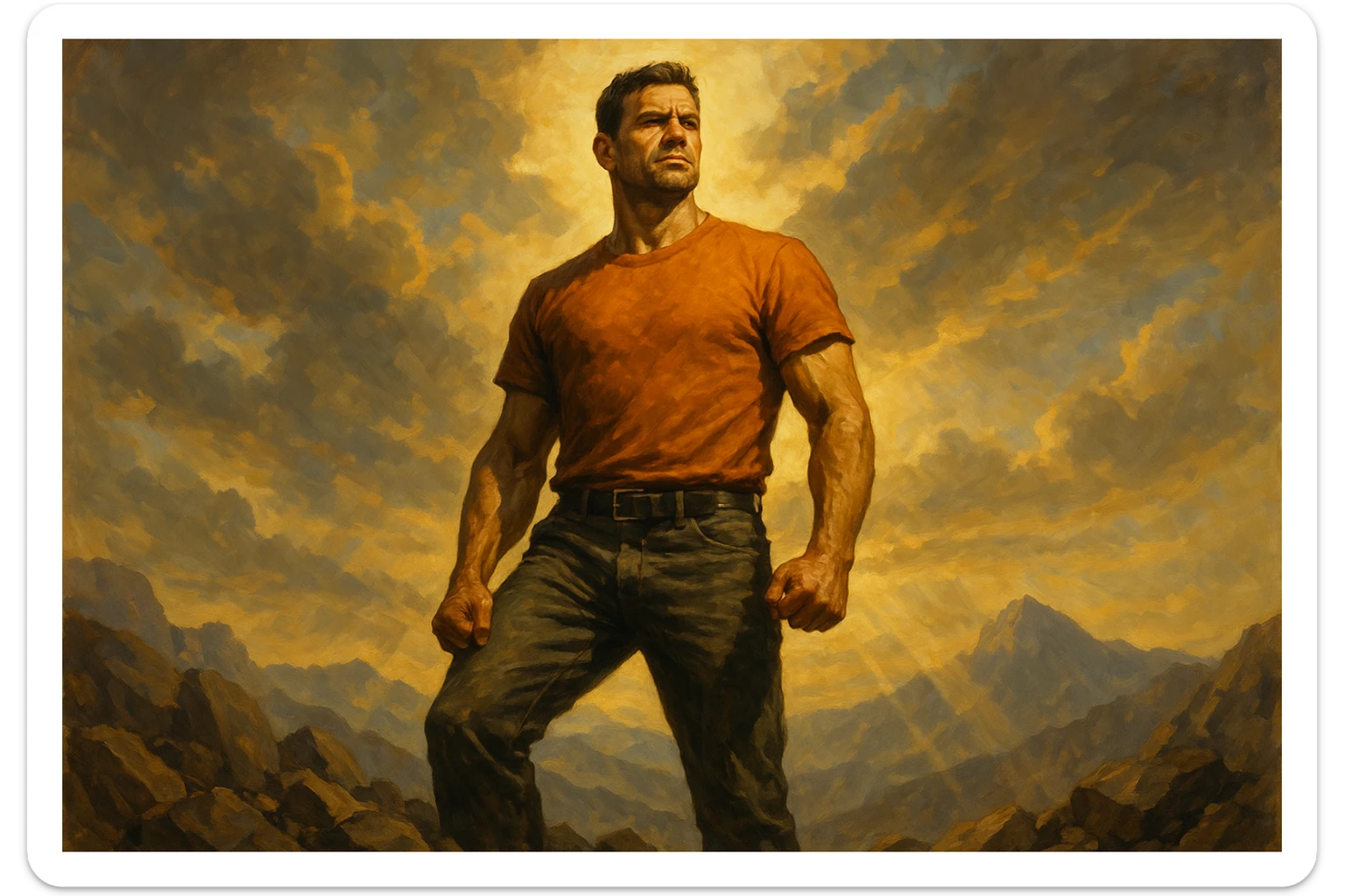 uomo che accoglie le sfide della vita e le supera senza paura sticker