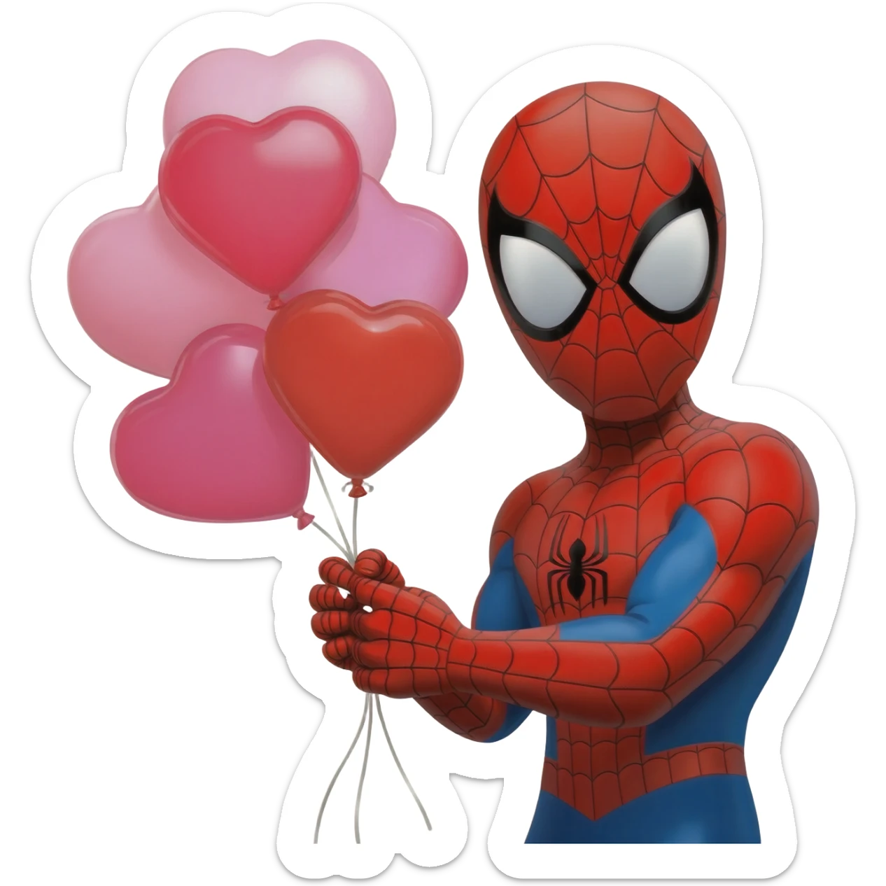 spiderman holding balloon hearts sticker