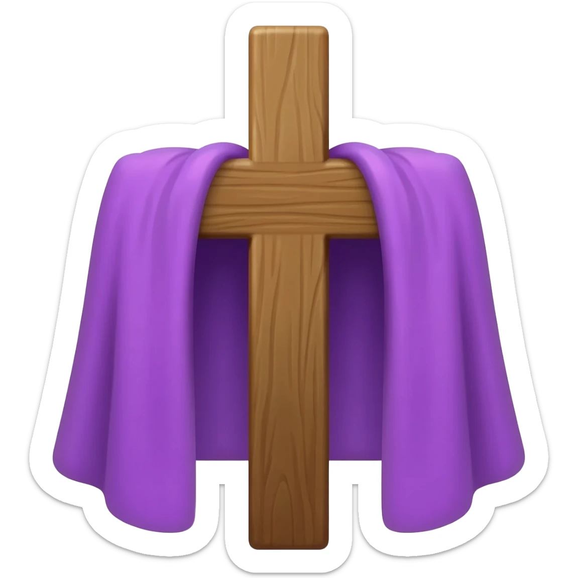 Cruz alta de madera, cuaresma, con manta morada sticker