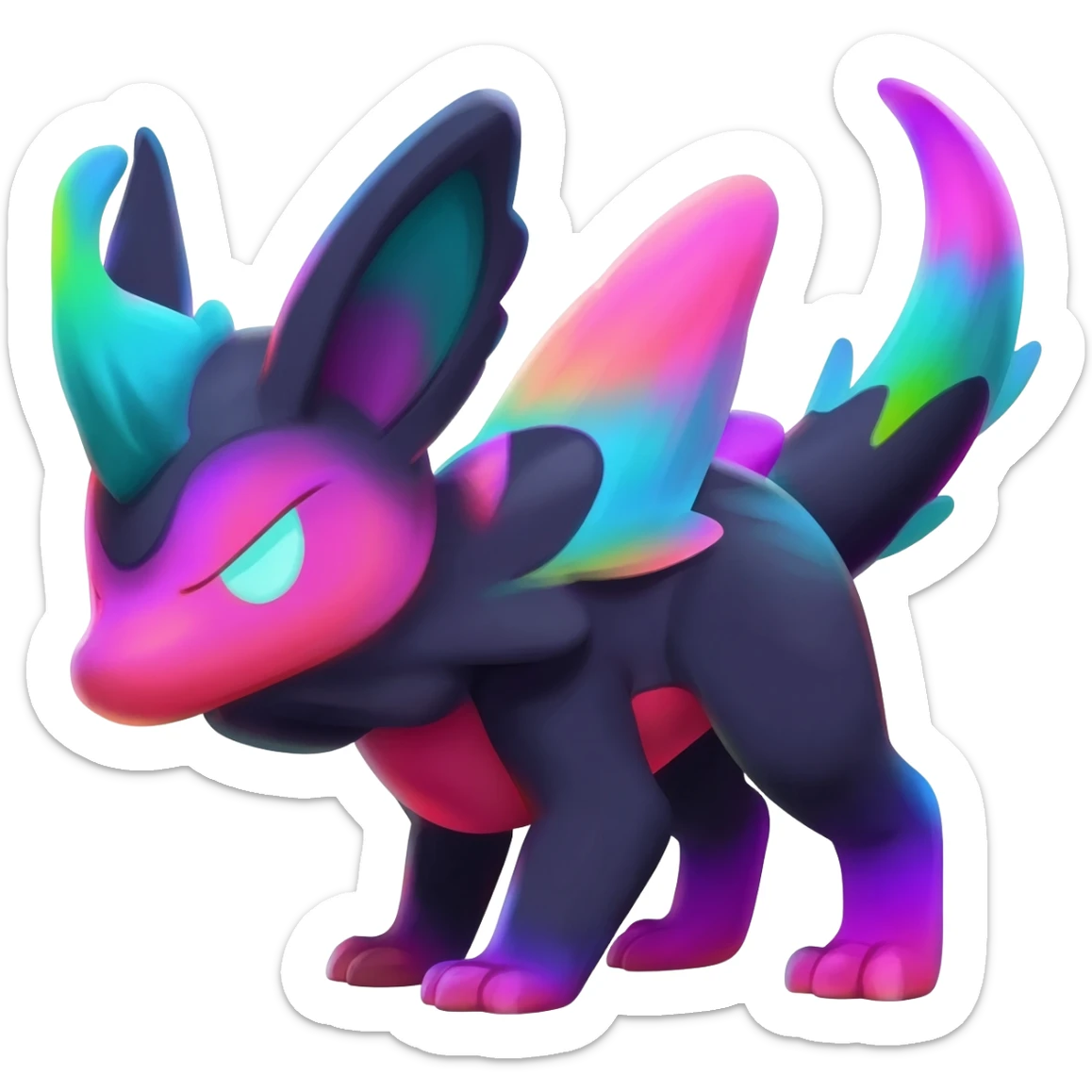 Dark vibrant pastel bright neon colorful edgy exotic painted Fakémon-Pokémon-Vernid-creature sticker
