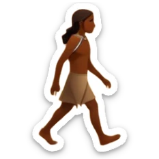 una figura humana sencilla como pintura rupestre caminando hacia una montaña la montaña hecha con líneas curvas primitivas
un animal totémico minimal 
un espiral tipo energía ancestral de fondo 
una mano prehistórica adaptada a ícono
Con una runa moderna inspirada en naturaleza sticker