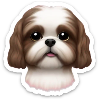 All brown shih tuz with brown spots inside of a pink tote bag  sticker