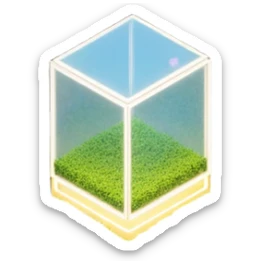 Outside view of a multidimensional farm with glowing portals hovering above fields, plants growing through space-time rifts, magical pipes spiraling between dimensions sticker