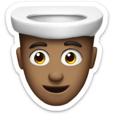 Create an emoji with a mans head with a long neck appearing out of a toilet sticker