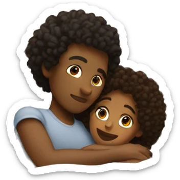 Young Black woman with curly hair, cuddling with a tan man in bed sticker