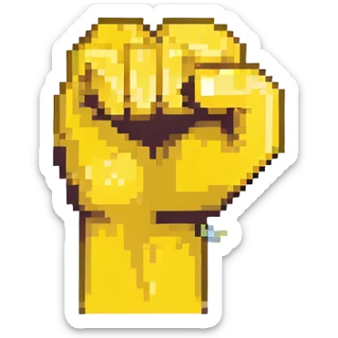 pixel art style, emoji arm flexing, classic yellow emoji color, simple and iconic sticker