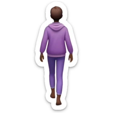 A small figure walks back across a foggy bridge, holding soft pink and purple orbs in each hand—symbolizing compassion and forgiveness. A gentle heart aura trails behind them, showing healing in motion. sticker