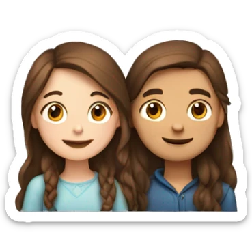 Girl with brown hair and boy with brown hair cuddling sticker