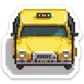 Buenos Aires taxi, yellow and black, pixel art, small, retro look sticker