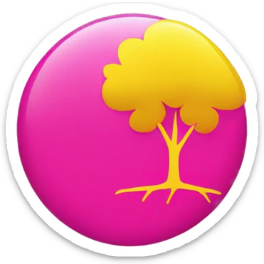 A flag emoji with hot pink on the top and bottom and yellow i the middle  and a yellow circle in middle with a pink am tree in it  sticker