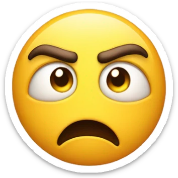  a furious emoji hiding all of its anger inside it with a sideeye full of hate in a 3d prespictive no hair and yellow face no nose no eyebrow with wide eyes sticker
