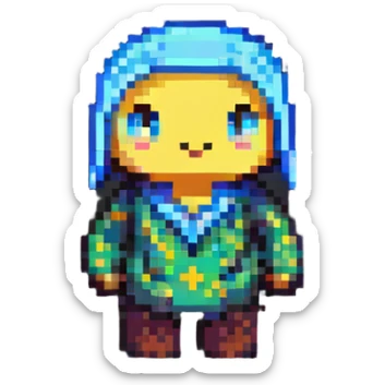 Huggy Wuggy character in pixel art style sticker