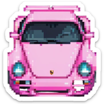 full view of a pink porsche sports car sticker