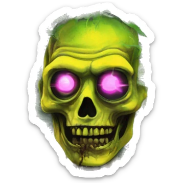 420 .Zombie_ Vaporwave black holographic oilslick zombie smoking yellow caution tape hemp leaves hemp plants sticker