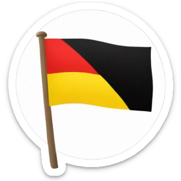 Flag with black at the top yellow circle in the centre and red at bottom sticker