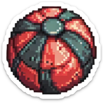 Red digital bomb, round bomb body with red highlights and details, no timer, fierce design, pixel art style sticker