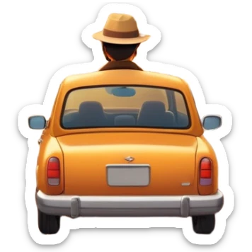 A parked car rests on the side of a long with a person outside , empty road stretching toward a golden sunset. The sky glows with warm colors, and the landscape ahead feels open, peaceful, and full of promise. love  sticker