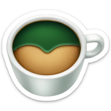 
straight cup of dark green color with black coffee and foam sticker