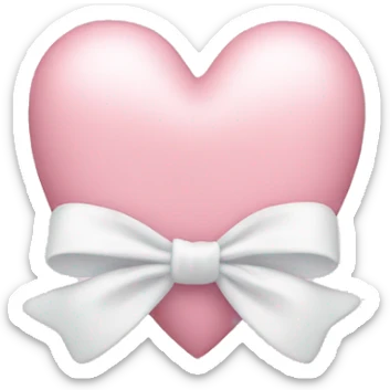 Pastel pink heart with white bow sticker