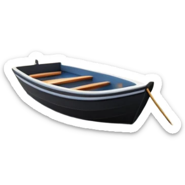 A 3D cartoon small boat floating on estuary water with nearby reeds and a distant horizon, bright lighting, realistic reflections, shown inside a simple wooden photo frame, Memoji-style rendering. sticker