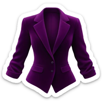 Realistic isolated dark plum purple velvet feminine fashion blazer jacket.  sticker
