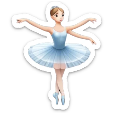 Icon for Ballet: a theater stage with silhouette of a ballerina in an elegant pose, surrounded by spotlight and stage lights. The icon should convey the grace and beauty of ballet, with focus on the dancer and the dramatic lighting. Transparent background. sticker