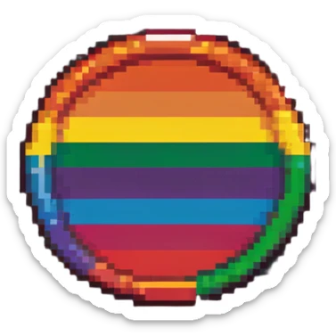 LGBT flag badge, 40x40 pixels, rounded edges, rainbow colors, Habbo Hotel style sticker