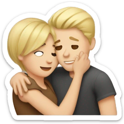 blonde hair girl hugging brown short hair boy  sticker