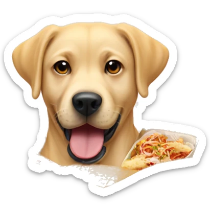 Labrador holding a box of Chinese food in it’s mouth sticker