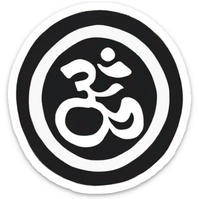 Orange flag with white stripes in middle of it and a hindu om in middle of white stripe sticker