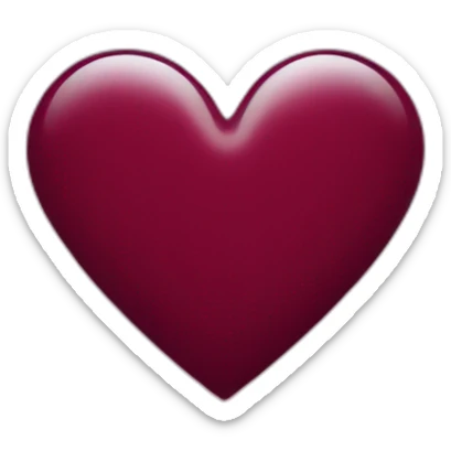 Burgundy heart without lines around sticker