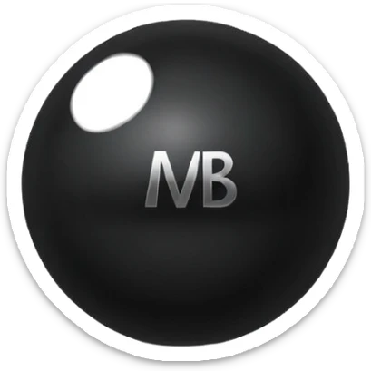 Black Ball with MB written on in the middle of it. Nothing else no holes or anything. sticker