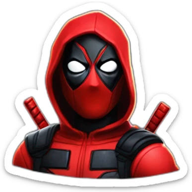 DeadPool fall in love to of Lady Gaga with this style : Riot Games Valorant black red glowing bright red sparks character red black hooded hero themed character sticker