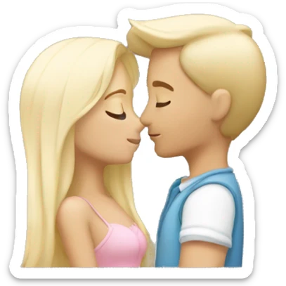 Cute fair-skin blonde white couple kissing sticker