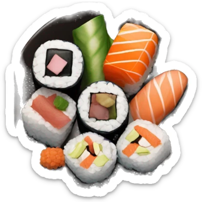 make a plate with sushi on it but there’s also a scoop of chocolate ice cream sticker
